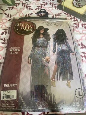 Alfani Purple/Green Paisley Maxi Dress with Belt and Hat